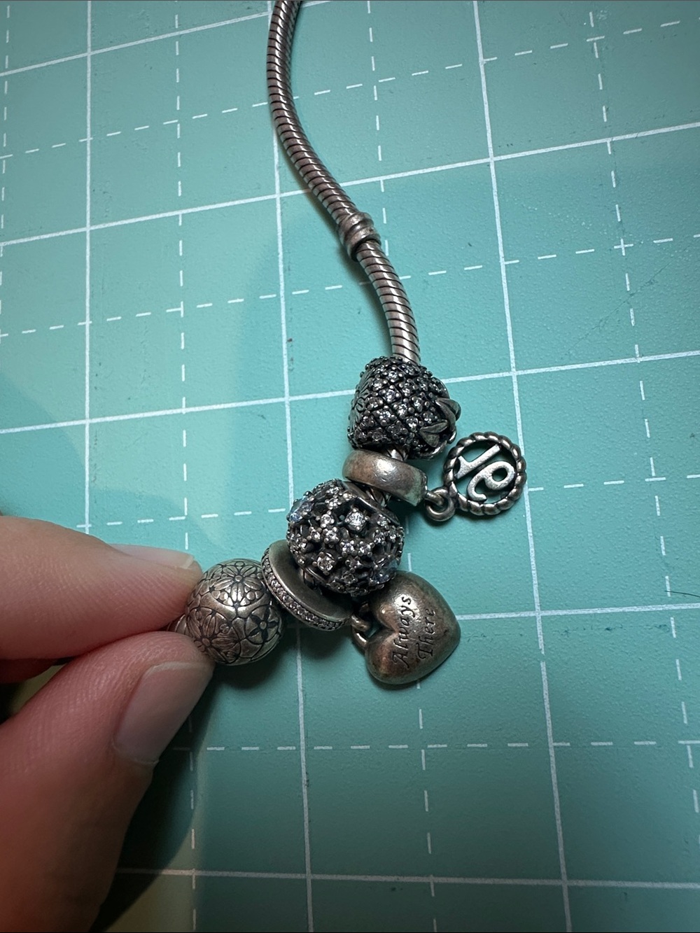 DISNEY EDITION Pandora Silver Charm Bracelet with Heart and Bead Charms - Picture 4 of 5